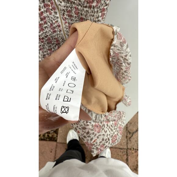 WINONA Floral Smocked Ruffle Maxi Dress Cutout Front Pink Multi AU10 US6 - Picture 9 of 10